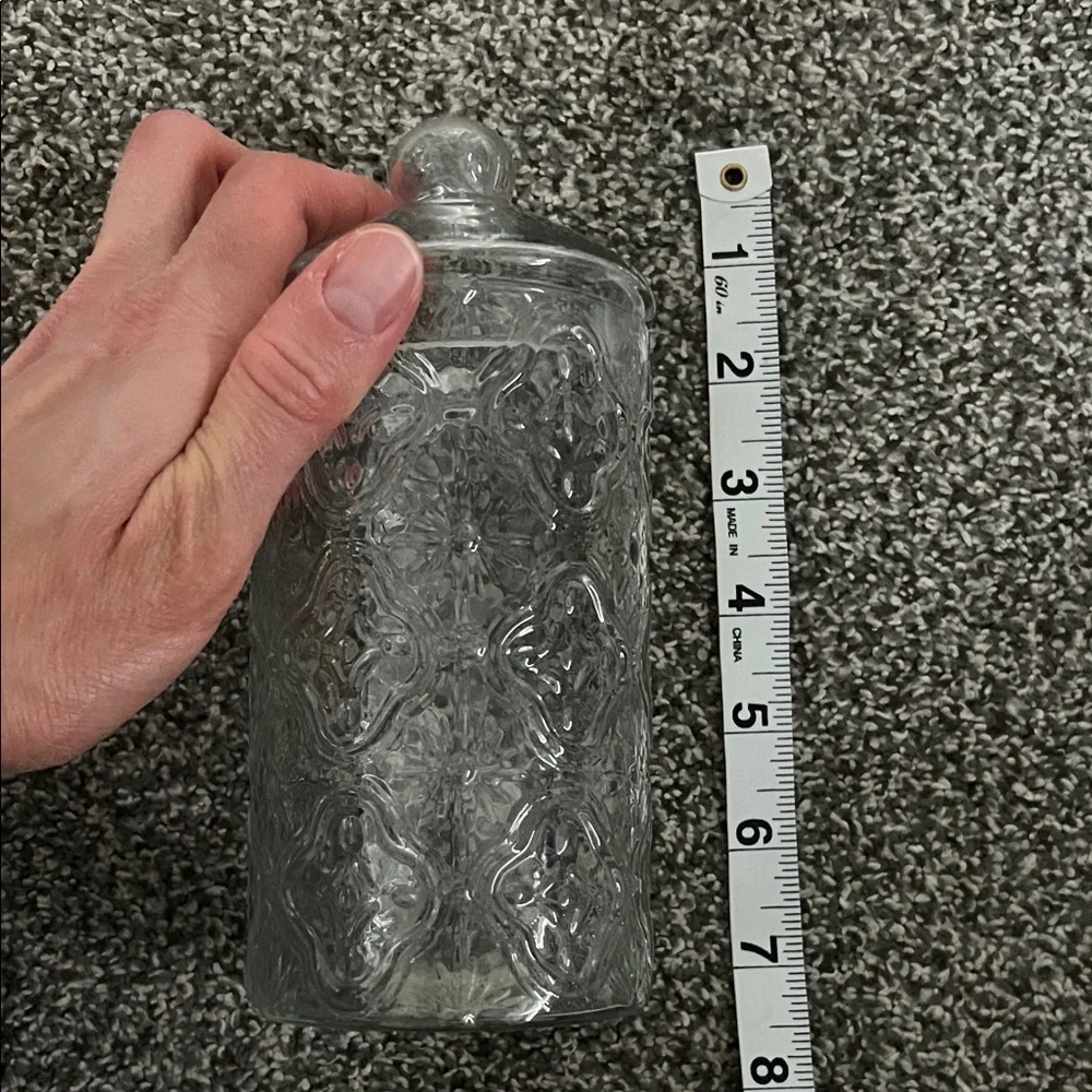 Like New beautiful Cost Plus World Market Clear Textured Glass Storage Jar